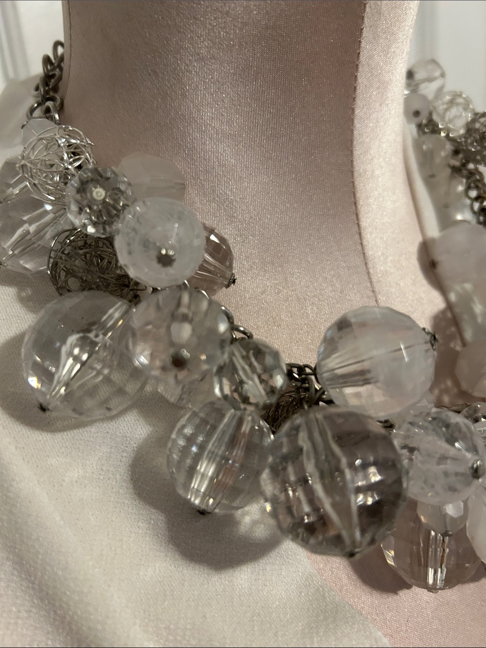 Statement Clear Crystal Cluster Necklace - Women's Jewelry - Picture 4 of 8
